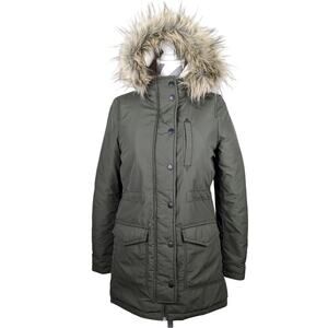 American Eagle Outfitters Parka Utility Coat XS Olive Green Sherpa Lined
